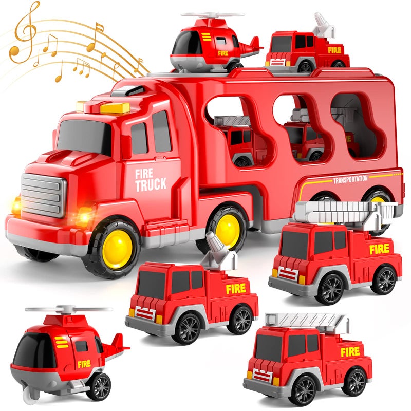 Bennol Toddler Trucks Toys for Boys Age 1-3 3-5  5 in 1 Fire Car Truck for Girls 1 2 3 4 5 6 Years Old  Christmas Birthday Gift Car Sets with Light Sound - Image 1